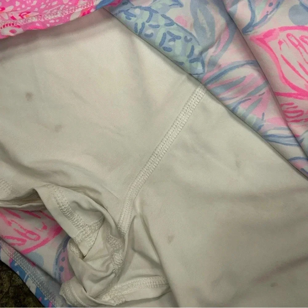 Lilly Pulitzer Girls XL Luxletic Aila Skirt Pink Isle EUC Pink‎ Blue